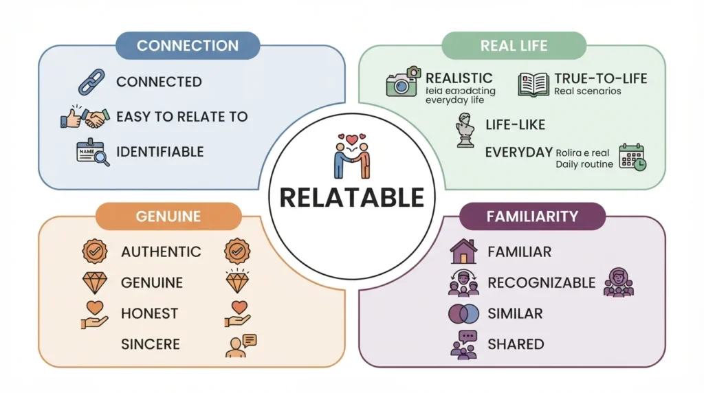 synonyms for relatable