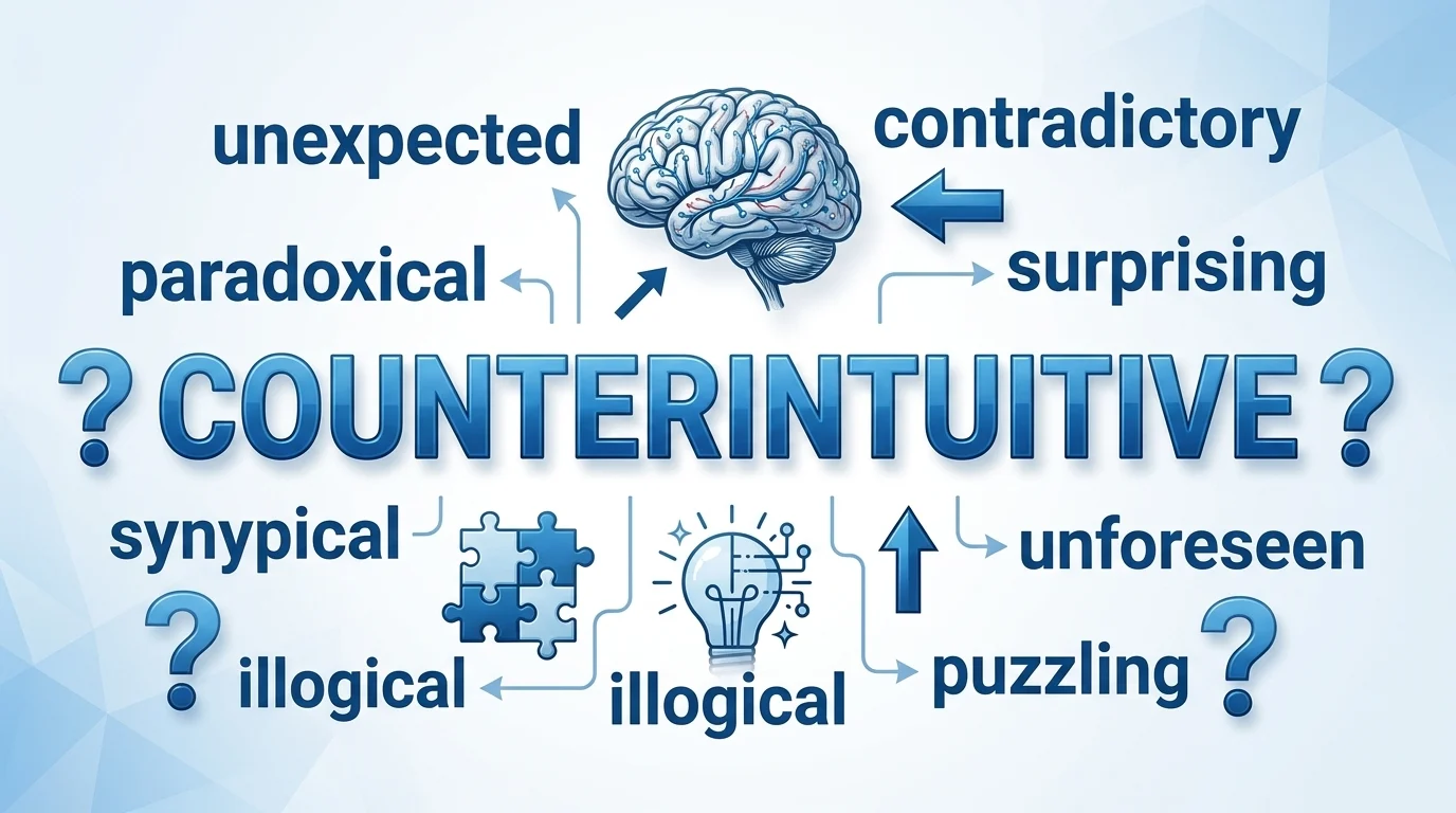 synonyms of counterintuitive