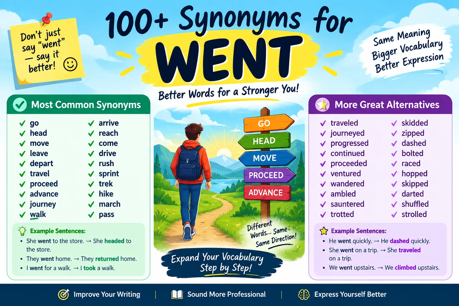 Synonyms for Went